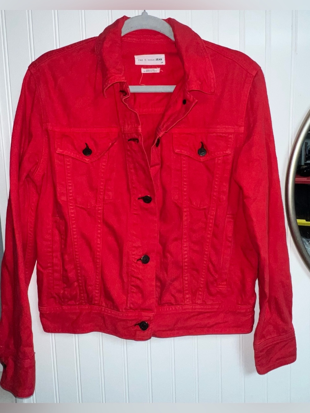 Rag & Bone Jean Denim Jacket Bright Red Size Small